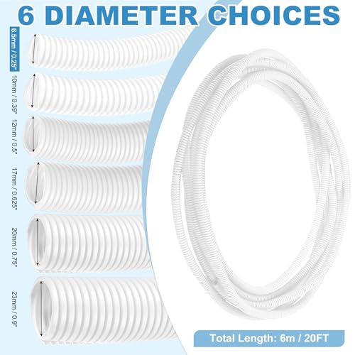 MECCANIXITY Plastic Split Wire Loom Tubing 1/4"(6.5mm) ID 20FT(6m), White - color: White, size: 1/4"(6.5mm) ID x 20FT(6m)
