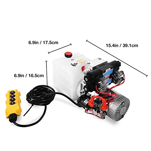 Hydraulic Power Unit Double Acting Hydraulic Pump 4.5 Quart Reservoir 12V DC Double Solenoid Dump Trailer Pump Electric Hydraulic Pump for Dump Trailer Car Lifting - color: White-Plastic, size: Double Acting + 4.5 Quart