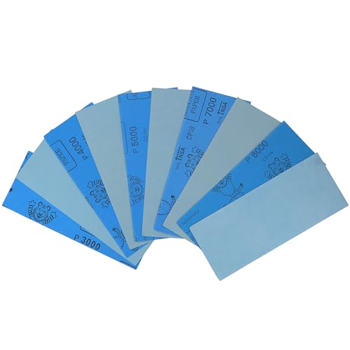 9x3.6 inch 25 Sheets Sandpaper, Wet and Dry 3000-8000 Grit 5 Assortment Sand Paper, Extra Fine Precision Abrasive Pads for Automotive Sanding, Wood Turing Finishing, Metal Furniture Polishing - color: 25pcs (#3K to 8K)