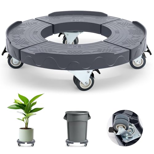 Round Dolly with Wheels, Adjustable 15-19 Inch Heavy Duty Trash Can Roller Base Drum Keg Dolly with Locking Wheels, 440 LBS Multi Function Rolling Dollies, Grey - color: Gray