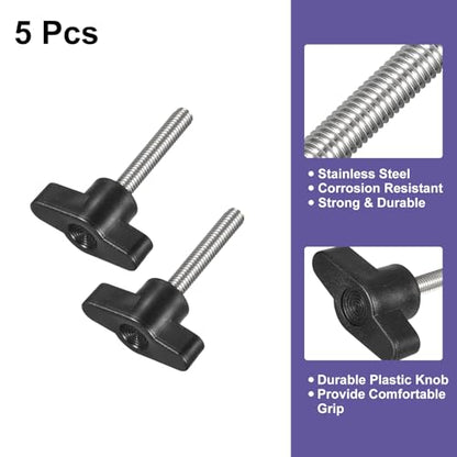 uxcell 5Pcs Clamping Screw Knob, M6 x 35mm Metric 304 Stainless Steel T Shaped Thumb Screws Handle for Quick Remove Hand Tightening Knob Replacement - size: M6 x 35mm