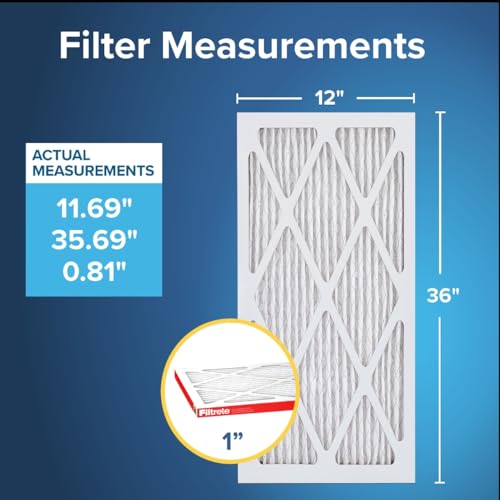 Filtrete 12x36x1 AC Furnace Air Filter, MERV 11, MPR 1000, Micro Allergen Defense, 3-Month Pleated 1-Inch Electrostatic Air Cleaning Filter, 2 Pack (Actual Size 11.69 x 35.69 x 0.81 in) - size: 12x36x1