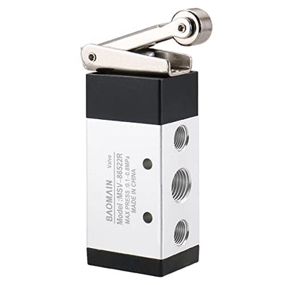 Baomain Roller Type Solenoid Air Mechanical Valve MSV-86522R 2 Position 5 Way 1/4" PT - size: Roller Lever (3-Way)