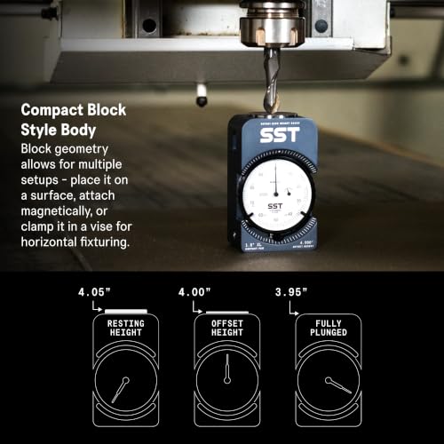 SST Z-Block Precision Height Presetter, 4.000" Reference Height Gauge for CNC Mills & Manual Machines, Oversized 1.5" Contact Pad, Magnetic Base Setup Block for Accurate Tool Height Setting