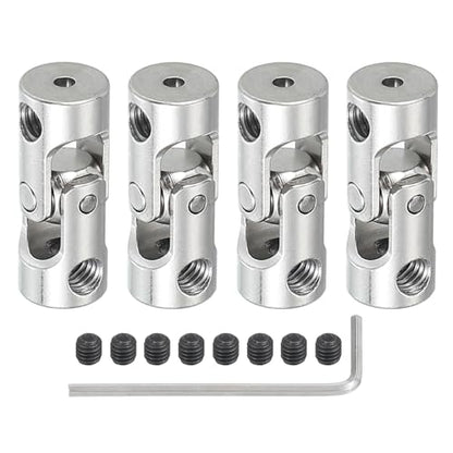 PATIKIL Rotatable Universal Steering Shaft 2mm to 2mm Inner Dia, 4 Pcs U Joint Shaft Coupling U Joints Coupler Connector Accessories with M4 Screws for Motor Model Robots - size: 2mm to 2mm