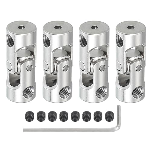 PATIKIL Rotatable Universal Steering Shaft 2mm to 2mm Inner Dia, 4 Pcs U Joint Shaft Coupling U Joints Coupler Connector Accessories with M4 Screws for Motor Model Robots - size: 2mm to 2mm
