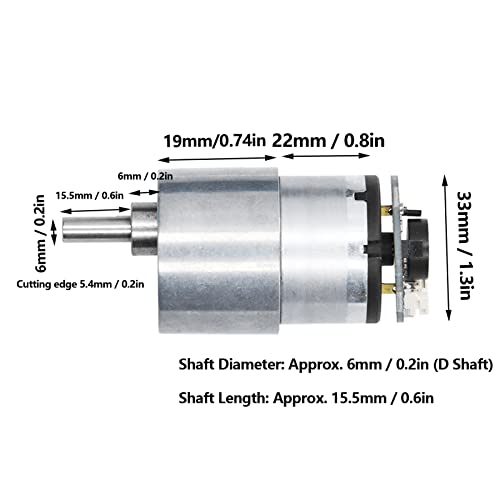 Encoder Motor Set, 15.5mm Shaft Diameter Micro DC Gear Motors DC12V for DIY Smart Car(1000RPM)