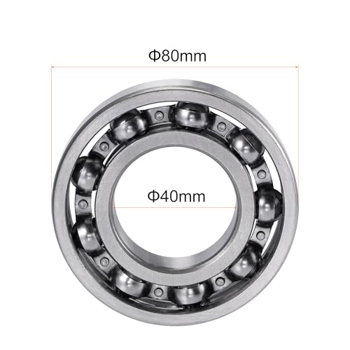 uxcell 6208 Deep Groove Ball Bearings 40mm Bore 80mm OD 18mm Thick C3 Open Type Chrome Steel - size: 40x80x18mm