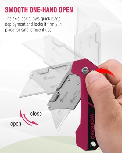 WORKPRO Box Cutter, Utility Knife, Pink - color: Rose Pink