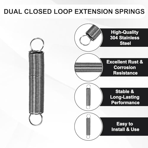M METERXITY 5-Pack Extension Springs, 30mm Length 5mm OD 304 Stainless Steel Dual Hook Tension Spring for DIY/Garden Tool/Mechanical Repair Replacement [Silver Tone, 0.5mm Wire Size] - size: 1.18" x 0.2" x 0.5mm Wire