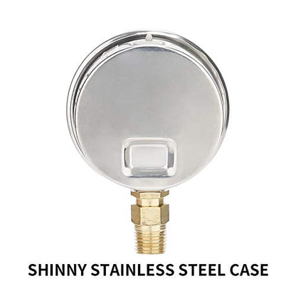 MEASUREMAN 2-1/2inch Dial Size, Glycerin Filled Plumbing Pressure Gauge, 0-5000psi, Stainless Steel Case, 1/4inchNPT Lower Mount - size: 0-5000 psi, style: Lower Mount