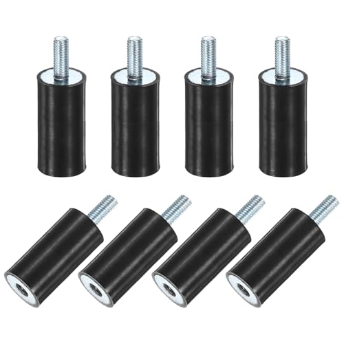 M METERXITY 8-Pack Rubber Mounts D15mmxH30mm Male/Female Vibration Isolators Cylindrical Shock Absorber W M5 x 12mm Studs for Air Compressor/Car/Pump/Boat/Garage Motor/Bobbins Rubber Isolators - size: M5 x 12mm, 15mm x 30mm
