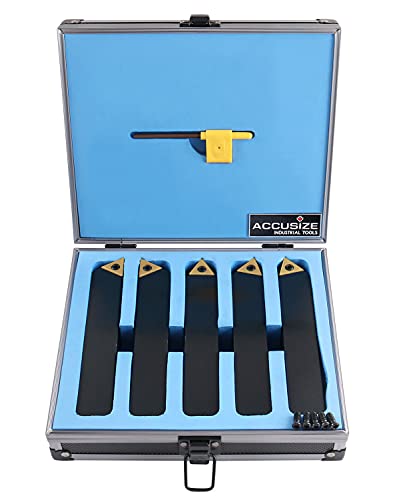 Accusize Industrial Tools 1'' 5 Pc Indexable Turning Tool Set, 2380-5643 - size: 1 in
