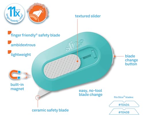 Slice Mini Box Cutter | Manual Retracting | Safe Ceramic Box Cutter Lasting 11x Longer than Metal | Box Opener | 1 Pack | Mint - color: Mint, size: 1 Pack