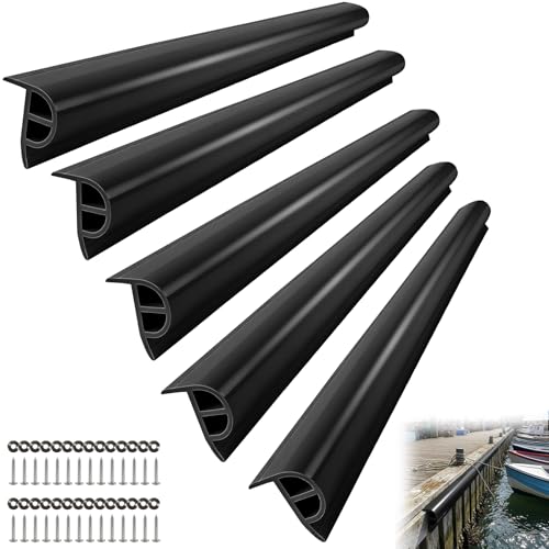 ORLANG 10ft/16.4ft/23ft Marine-Grade Dock Bumpers,PVC Dock Fenders with Stainless Steel Screws and Washers,P-Type Boat Dock Guards,Dock Post Bumpers for Docking Edges, Horizontal Decks or Piers - color: Black, size: 16.4FT