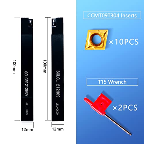 Lathe Turning Holders Threading Holder - Metal Lathe Cutting Tools 1/2" SCLCL1212H09+1/2" SCLCR1212H09 Threading Tools+10pcs Indexable Carbide Inserts Golden for Lathe Tools - color: SCLCL1212/SCLCRH09 turning holders+10pcs inserts