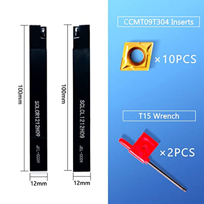 Lathe Turning Holders Threading Holder - Metal Lathe Cutting Tools 1/2" SCLCL1212H09+1/2" SCLCR1212H09 Threading Tools+10pcs Indexable Carbide Inserts Golden for Lathe Tools - color: SCLCL1212/SCLCRH09 turning holders+10pcs inserts