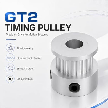 20 Teeth GT2 Timing Belt Pulley, 5mm Bore 6mm Width Synchronous Wheel GT2 Idler Pulley Fit 6mm Belt for 3D Printer Accessories and CNC Machines (7-Pack) - size: 20T 5mm Bore