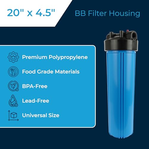 SpiroPure Water Filter Housing 20" BB 20x4.5 150233 150467 150235, 1" NPT - size: 20" x 4.5", 1" NPT