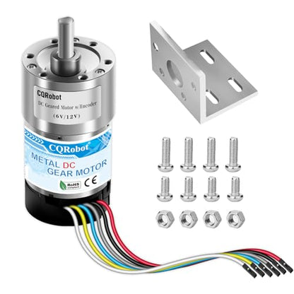 CQRobot 18.8:1 Metal DC Gearmotor 37Dx67.5L mm 6V/12V with 64 CPR Encoder - size: 18.8:1, style: 6V/12V