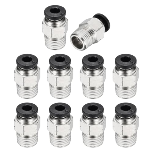 10Pcs Pneumatic Push to Connect Fitting Fit 4mm OD Tube 1/8 MNPT - color: Black, size: 4mm OD x 1/8 NPT