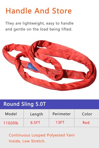 Endless Round Sling11020lb 6.5FT Sling Strap Rigging Polyester Endless Lift Sling for Hoist Heavy Duty Objects Heavy Duty Poly Lifting Sling【5T-2M】 - size: 11020lb-6.5FT