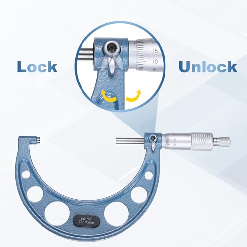 HARFINGTON Metric Outside Micrometer 75-100mm Range +/-0.01mm Accuracy,Blue - size: 75-100mm