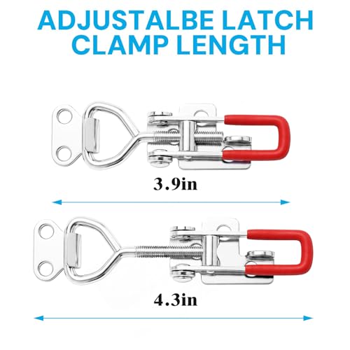 6 Pack Toggle Latch Clamp 4001P, 304 Stainless Steel Adjustable Toggle Latch, 309Lbs Holding Capacity,Quick Release Pull Latch with Screw,for Lid Jig, Smoker Door, Tool Box, Case Trunk（w/Padlock Hole) - style: 4001-with padlock