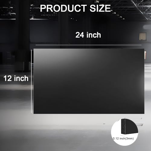 ABS Plastic Sheet 1/8 Inch Thick - 3PACK 12" x 24" Black Rigid ABS Board Impact Resistant Heat Moldable ABS Plastic Panel for Industrial DIY Projects, Home Decor, Handicrafts - (Frosted & Smooth) - size: 12x24x1/8 inch
