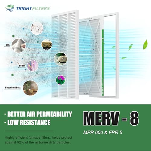 TRIGHTFILTERS 20x30x1 Air Filter 4 Pack, MERV 8 Pleated HVAC Furnace Filter - size: 20x30x1