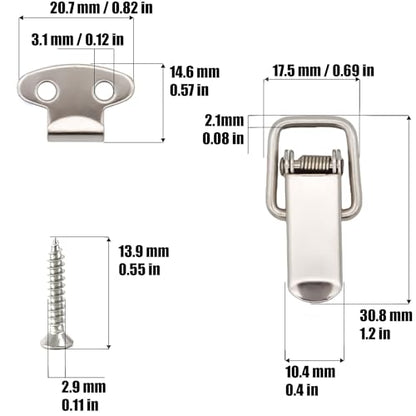 Lesnala 24 Pcs Small Stainless Steel Spring Toggle Latch for Cabinets