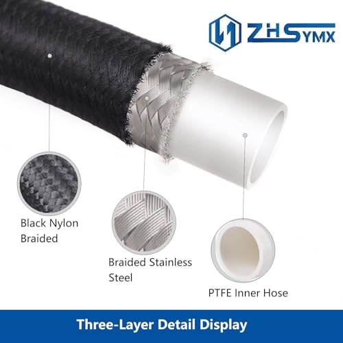 6AN PTFE E85 Fuel Line Hose 20FT Black 5/16 Inch ID - color: 20FT, size: AN6