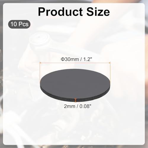 PATIKIL Rubber Solid Discs Washers, 10 Pcs 30mm OD x 2mm Thick Rubber Round Gasket Pad Bushings Spacer Washer for DIY Gasket Craft, Black - size: 30mm x 2mm