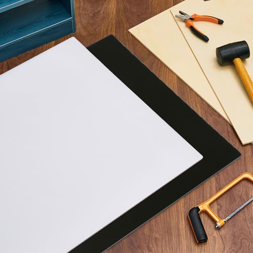Threehoney 2 Pcs White and Black HDPE Sheet 1/4" Thick 24 x 48 Inch, HDPE Plastic Sheet High Density Polyethylene Board Flexible Solid Plastic Block for DIY Projects Crafts Machining Home