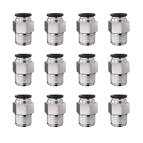 1/4 Push to Connect Fittings npt Thread to 5/32 Air Line Quick - size: 5/32"OD x 1/4"NPT