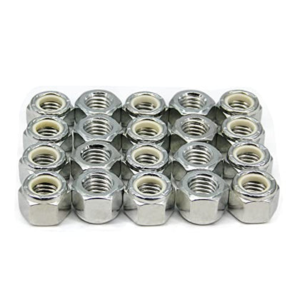 1/2"-13 Nylon Insert Hex Lock Nuts,Carbon Steel White Zinc Plated, Hex Lock Nut Silver Self-Locking Nylock Locknuts, 20pcs/Pack (1/2"-13-20pcs) - size: 1/2"-13-20pcs