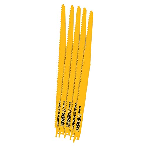 DEWALT DW4849 12" 5/8 TPI Taper Back Bi-Metal Reciprocating Saw Blade, Pack of 5 - size: 12 inch, style: 5/8 TPI, 5-Pack