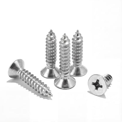 #6 x 5/8 inch Flat Head Wood Screws, 304 Stainless Steel Phillips Drywall Screws and Tapping Screws, High Hardness Screws for Drywall, Sheetrock, Wood (100 pcs) - size: #6 x 5/8"