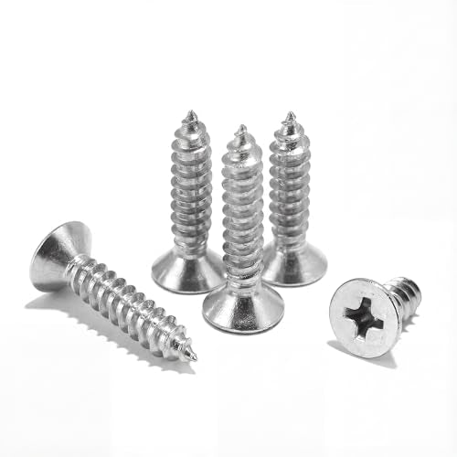 #6 x 5/8 inch Flat Head Wood Screws, 304 Stainless Steel Phillips Drywall Screws and Tapping Screws, High Hardness Screws for Drywall, Sheetrock, Wood (100 pcs) - size: #6 x 5/8"