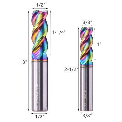 6Pcs 3 Flute 1/8"-1/2" Solid Carbide End Mill Set for Aluminum, DLC Coated