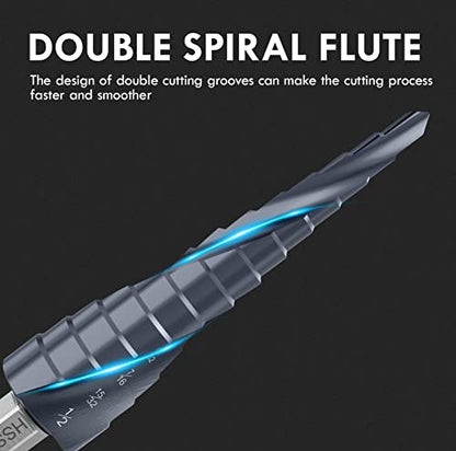1/8"-1/2" Double Sprial Flute M35 Cobalt Step Drill Bit - size: 1/8"-1/2"(2 Flute)