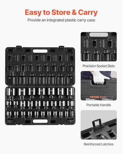 VEVOR 3/4" Drive Impact Socket Set, 29 Piece, CR-MO - size: 3/4" 29PCS