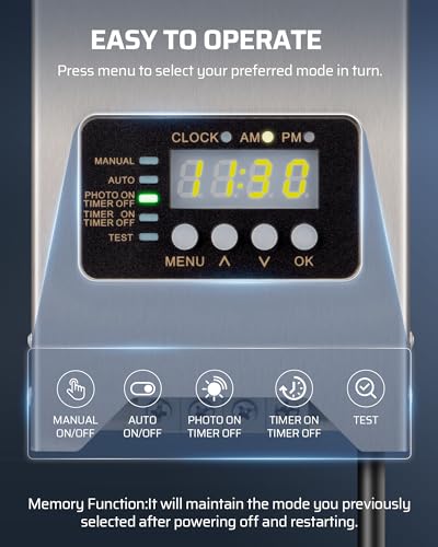 DEWENWILS 200W Low Voltage Transformer with Photocell Sensor & Timer - style: 200W-Stainless Steel