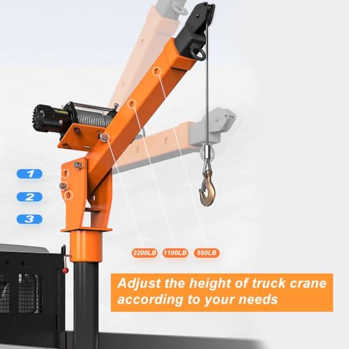 2200lb Industrial Folding Hoist Truck - 110V Electric Jib Crane with 1320lb Pull Force, Painted Steel for Warehouse Construction Factory Goods Lifting，Orange