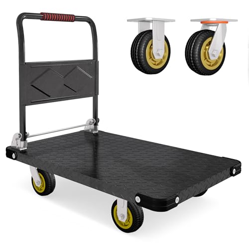 Platform Truck, Foldable Flatbed Cart Heavy Duty Push Cart Dolly