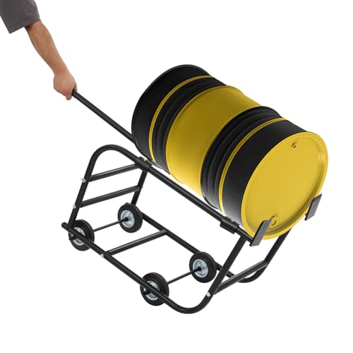 Drum Cradle with Wheels,660lbs Load Drum Dolly,55gal Movable Drum Rack - color: Black