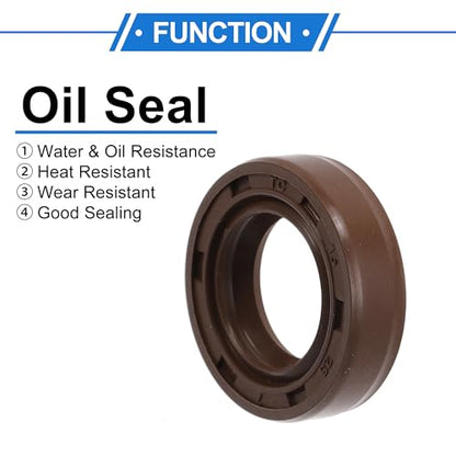Oil Seal Ring Rotary Shaft Seal FKM Rubber 15x25x7mm 2Pcs Brown - size: 15x25x7mm