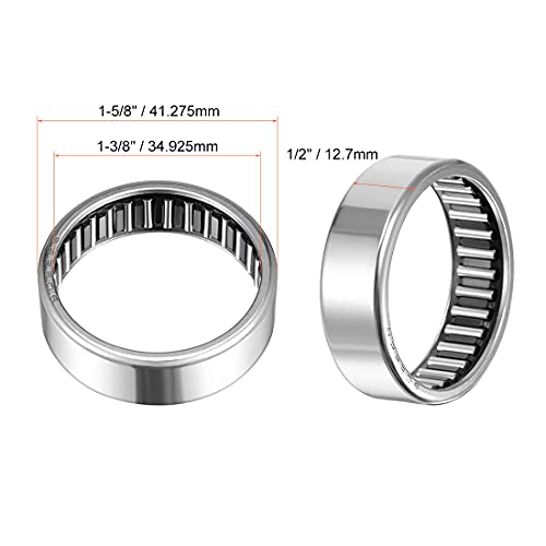 uxcell SCE228 Needle Roller Bearings, Drawn Cup Open End, 1-3/8-inch Bore 1-5/8-inch OD 1/2-inch Width 23700N Static Load 13600N Dynamic Load 5pcs - size: 1-3/8x1-5/8x1/2"
