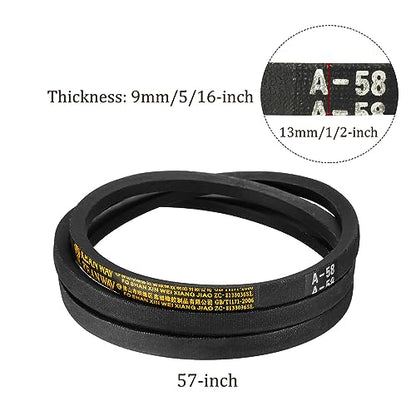 A-58 Drive V-Belt - [58-inch Inside Circumference] A-Section Rubber Drive Belt Wrapped for Transmission Use - size: A-58