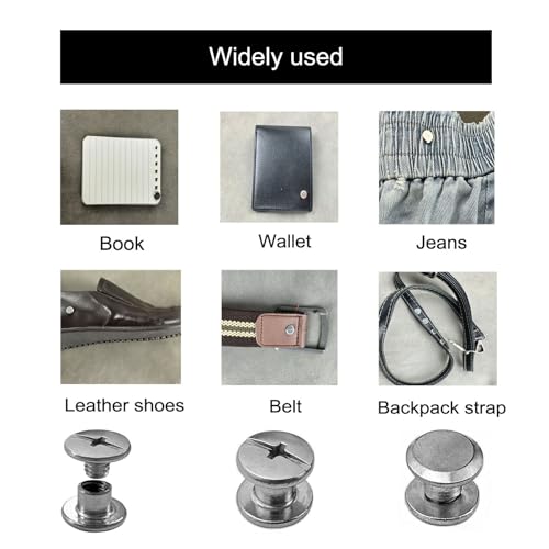 IDEALSV 304 Stainless Steel Chicago Screws 200 Pcs (100 Sets) Leather Rivets Screw Rivets Phillips Head Leather Bag, Book and Photo Album Binding Chicago Rivets Kits M5x4mm - size: M5*4mm